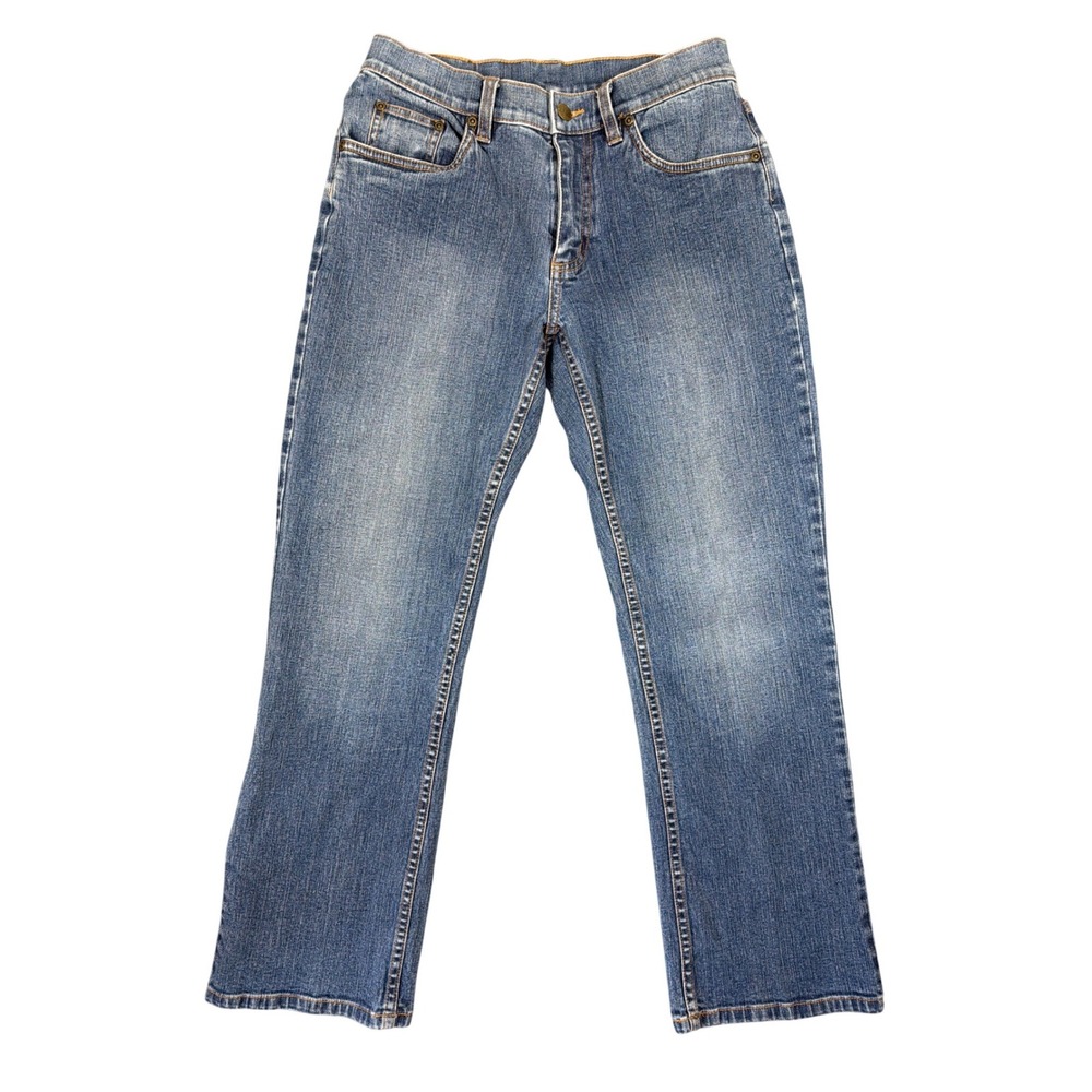 LL Bean Womens 6 Petite Straight Leg Jeans Medium Wash Blue Stretch Denim 0XK89